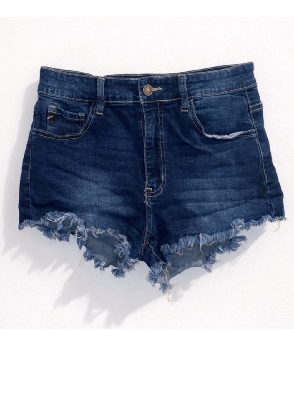 KanCan High Waist Distressed Raw Hem Denim Shorts | Size 29 (11)